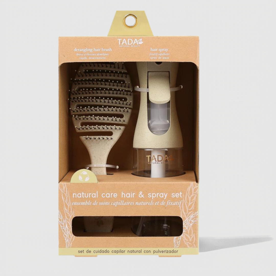 TADA Natural Beauty Smooth & Tangle-Free Set with Detangling Brush and Spray Bottle